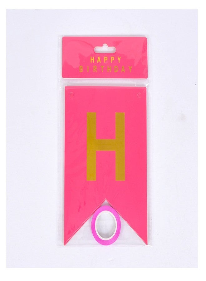 AFTERSTITCH Happy Birthday Banner For Girls Pink Baby Kids Boys Women Wife Husband Friends Party Wall Decoration To Be Placed With Foil Balloons Items Golden Color Letters (Birthday Banner Design 2) - Image 5